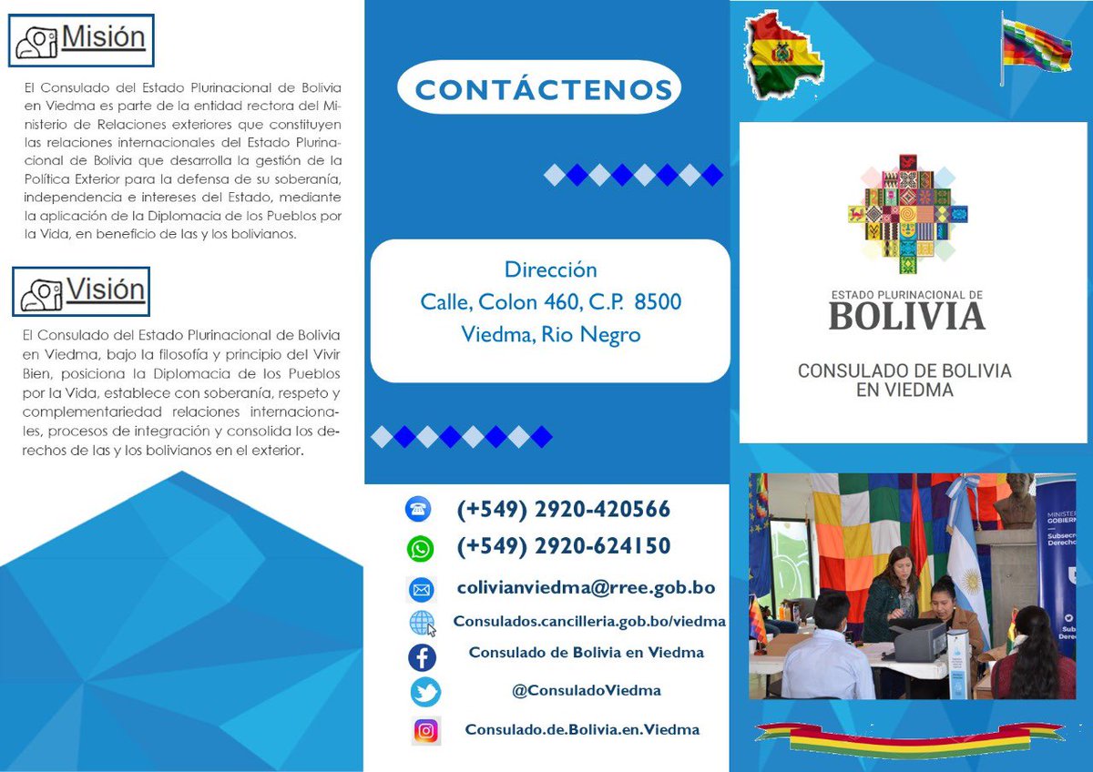 ConsuladoViedma's tweet photo. 📎Tomar debida nota que se detalla en el Triptico👇 Portar los requisitos originales y fotocopias segun el tramite que requiera; ha momento de acudir los  dias de "Atención  del Consulado Movil",conforme a cronograma desde fecha 7 a 11 de noviembre en Prov. Neuquen y Rio Negro. https://t.co/Xg9fuOqXnE