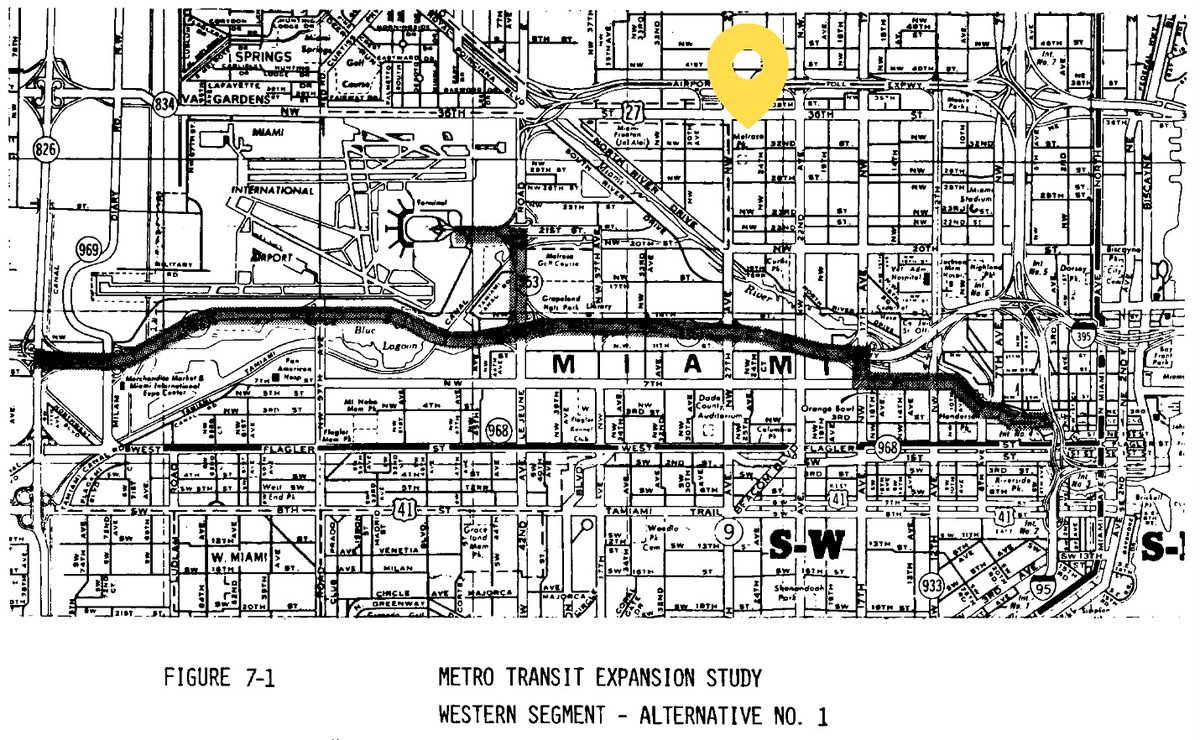YSL1186MIA's tweet photo. Another Awesome Find... a Metro Dade Transit Study from 40 years ago proposing east to west Metro.. Que Paso? This should have happened! Love seeing our Historical Melrose Park Community highlighted. ❤️ https://t.co/Wh0mjOIpbY
