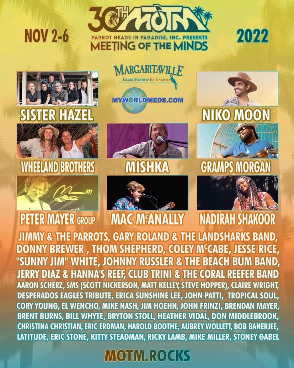 This week! Excited to get back down to Meeting of the Minds with this amazing lineup! See you guys Saturday at 5:15 PM. <a href="/ParrotHeadsIP/">PHIP</a>