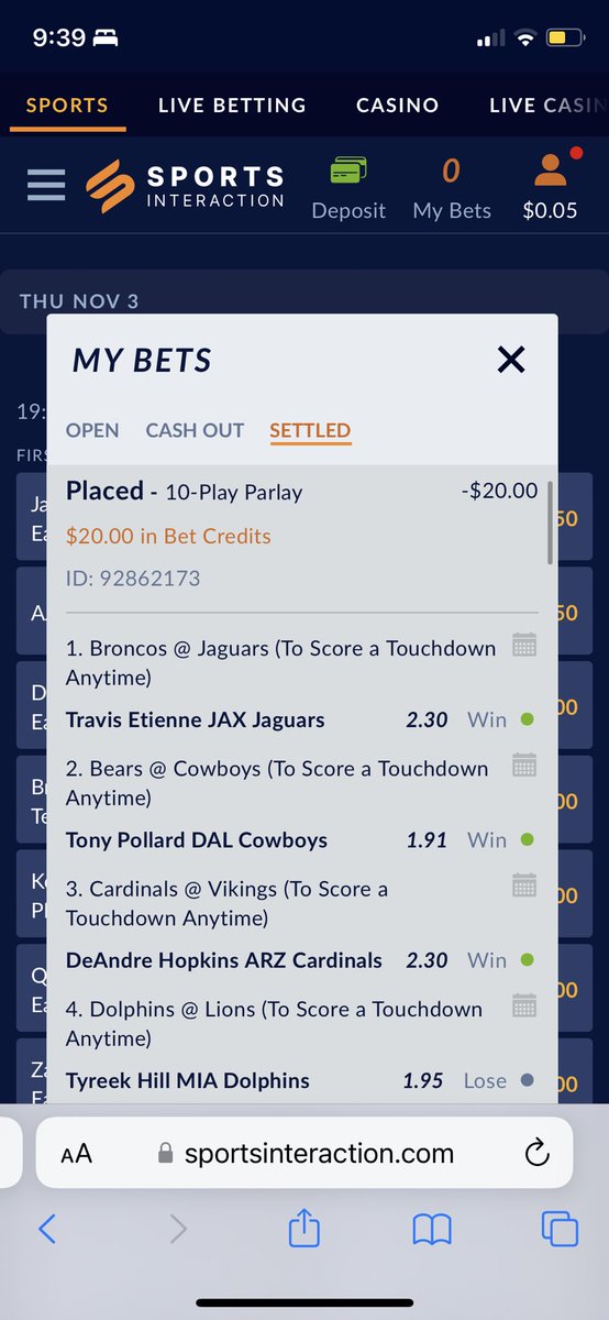 TannerNewans's tweet photo. @br_betting I went 9/10 on a ten leg nfl player prop parlay that would've paid out $32,000 on a $20 bet credit... heartbreaking https://t.co/IfBOeNPwcY