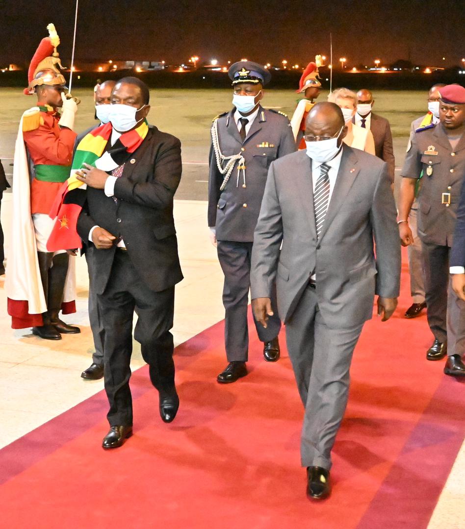 HE arrives in Abidjan, Ivory Coast and is received by Vice President of Côte d’Ivoire Ti’emoko Meyliet Kobe’