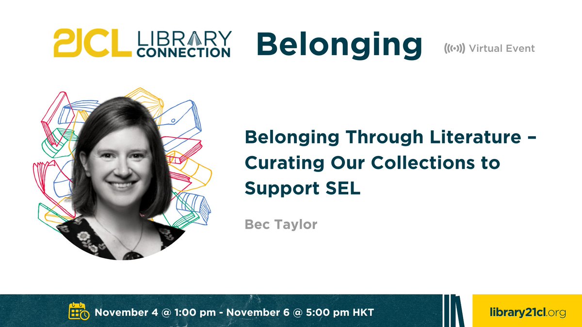 Join Bec Taylor (<a href="/becinthelibrary/">Bec Taylor</a>)  as she shares "Belonging Through Literature - Curating Our Collections to Support SEL" at 21CL Library Connection
#inTLchat #LibraryTwitter 21c.li/3ch?utm_campai…