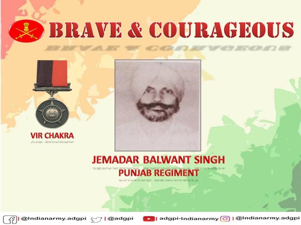 02 Nov 1948 

#BattleofZojila

Jemadar Balwant Singh was in command of a platoon tasked to occupy a hill feature at #ZojilaPass. Disregarding personal safety, he climbed the hill feature and inflicted heavy casualties on the enemy. Awarded #VirChakra.

gallantryawards.gov.in/awardee/1549