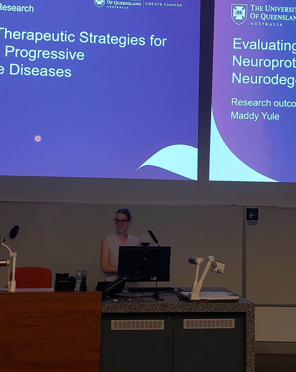 Gordon_NeuroLab's tweet photo. Celebrating our Honour's students,@maddy_yule &amp; Connor, who completed their Honours research seminars today @UQMedicine. Exciting targets &amp; new research avenues uncovered for our Parkinson's drug development &amp; biomarker programs. Well done! #ProudSupervisors @nanthini_j10 #UQCCR https://t.co/sFBtPy26t0