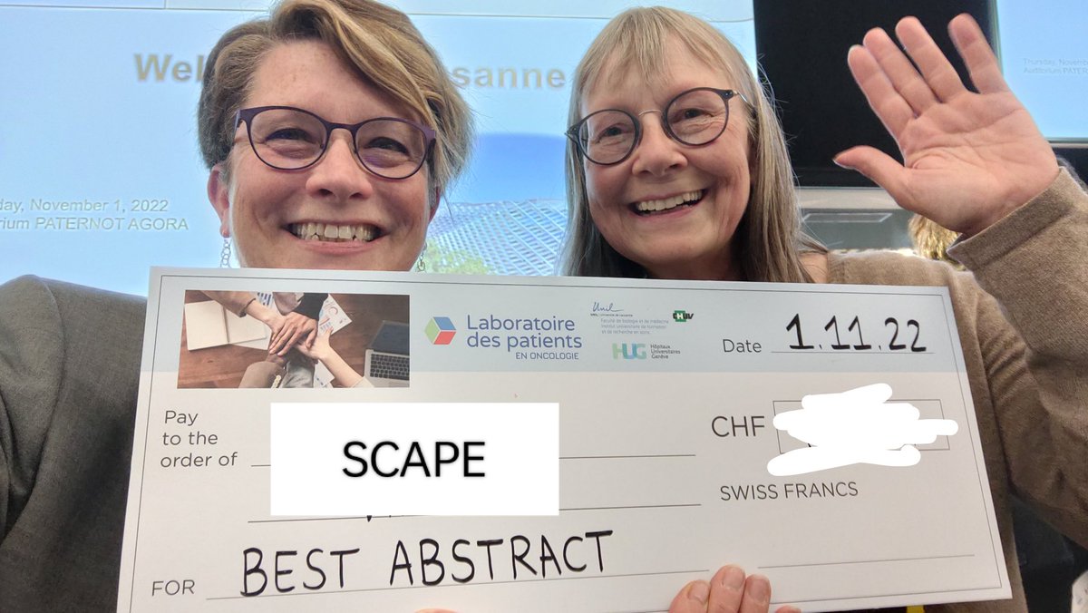 SuissePatiente's tweet photo. Such a great #labpat symposium today #PPI!
I'm so proud #SCAPE that I'm part of w/ @Chantal13131313, won best abstract!๐
I'm proud to have presented our #WorldCafe with @LaureBonnevie and thrilled to have seen our #FORCES project presented. #patientpartners #letpatientshelp! https://t.co/w4DibsNvcM