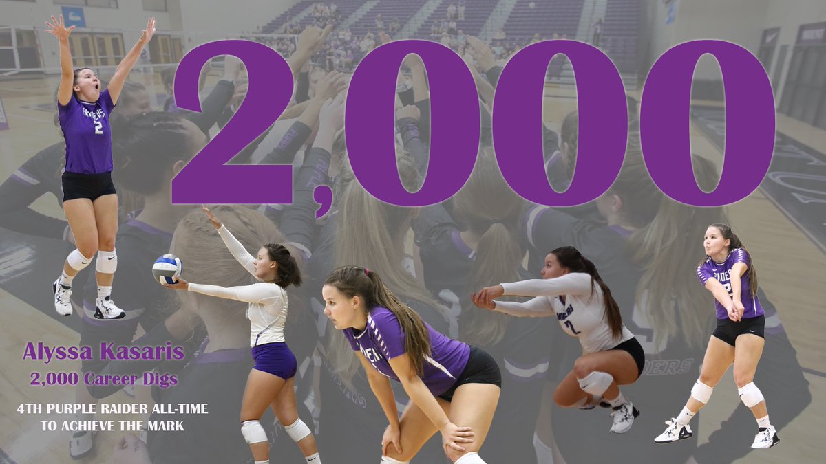 purpleraiders's tweet image. 2,000!!! Congrats to senior libero Alyssa Kasaris as she becomes the 4th @umuvb to get 2,000 digs in a career!!! #GoMountGo