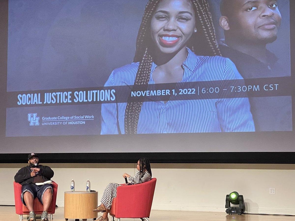 hc_clancy's tweet image. Conversation hosted by @UH_SocialWork just got heavy. 
Kiese Laymon: “In your dream do social workers exist?”
@dereckapurnell: “No. They are navigating harmful systems. In the dream … why would we need social workers?”
#upendmovement