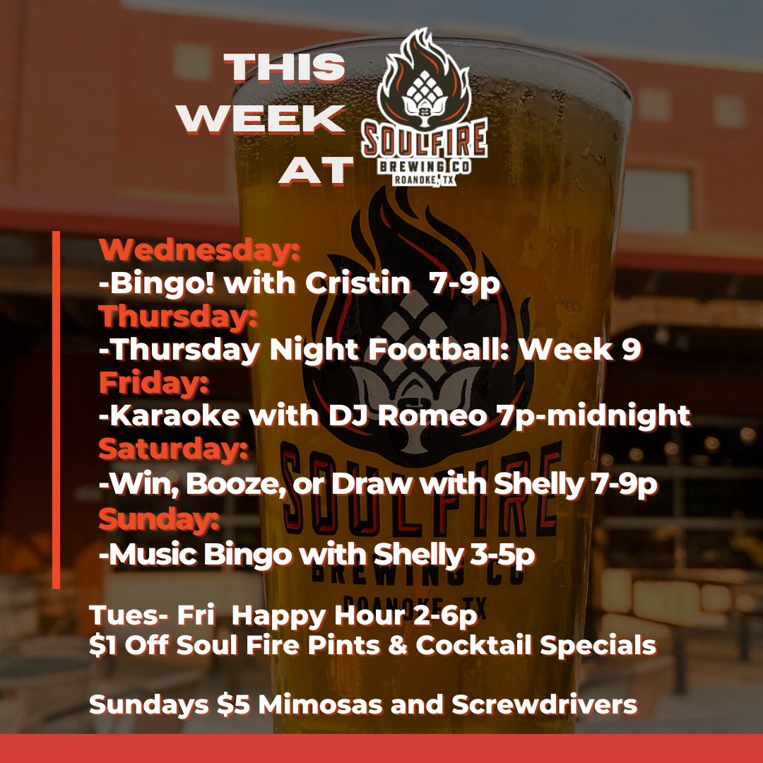 🔥This Week at Soul Fire: #thisweek #roanoketx #thingstododfw #fortworth #dallas