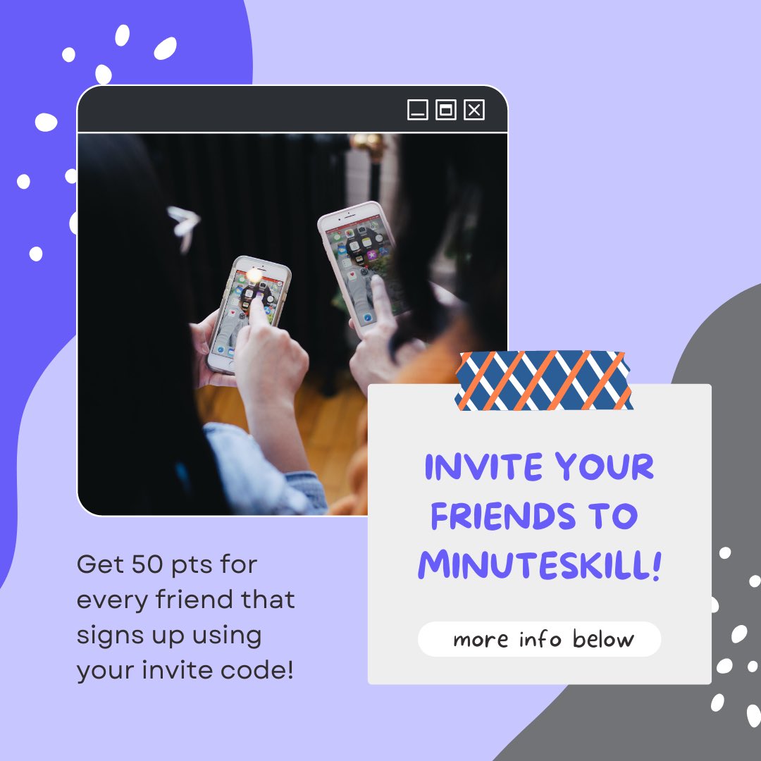 Did you know that you get 50 points for every friend that signs up using your invite ID code? These points can be used to redeem awards such as an Amazon gift card or a One-on-One with an industry leader! Start collecting!

#startup #elearning #rewardsprogram