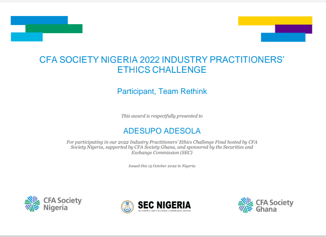 xupobaba's tweet photo. Team Rethink, we went for gold but being finalists is a good feeling too. Thank you @CFASocietyNG  @SECNigeria https://t.co/V27wQdbfOw