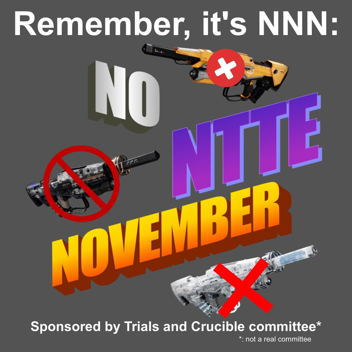 destiny_thememe's tweet photo. I pledge to not use NTTE in PvP in november https://t.co/OocvoDDaeA
