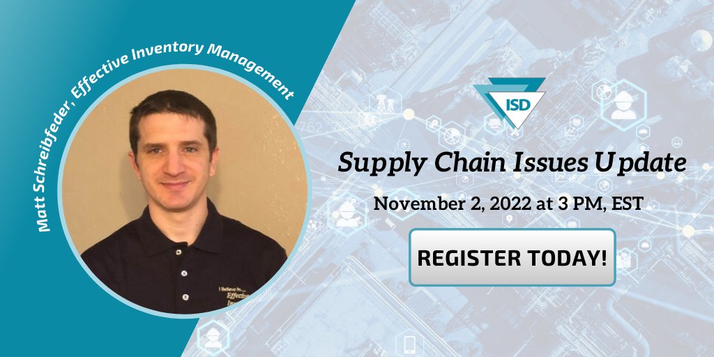 ISDAssociation's tweet photo. Learn what has changed and what you need to do to adapt to the new supply chain environment. Matt Schreibfeder from Effective Inventory Management leads tomorrow's webinar on #supplychain issues at 3 PM.

Register ➡️ https://t.co/bjpo2IhAUO https://t.co/6q7jskvufr