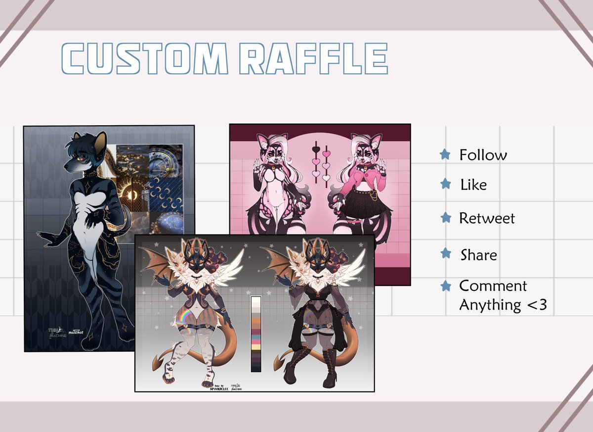 TimeMachinepup's tweet photo. ☆Base Custom Raffle☆
✦ Winners will be randomly picked on December 1st
🌸How to enter +1
✨ Like+retweet/Share
✨ Comment
Extra Entries
✨ FB Follow+Share +1
✨ Tag a friend +1
🌟Prizes🌟
1st:Two sided Base custom(Front View + Outfit)
2nd and 3rd: One sided base custom
GL! ❤ https://t.co/Frvigm8Hhu