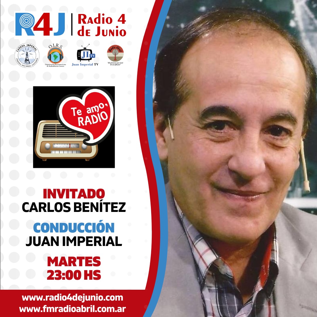 TeAmoRadio2020's tweet photo. ⏰ 23:00
📌 @TeAmoRadio2020
🗣️ @juanimperial
🤝🏻 Carlos Benítez
💼 @acaderecpro
📻 @radio4dejunio, @fmradioabril, @juanimperialtv,  @CadenaImperial y @oirsarg
💻 https://t.co/3Ix5tTnlgr - https://t.co/IikvgbdXJD - https://t.co/S3sGIgCKHT https://t.co/yOCyrI0z4S