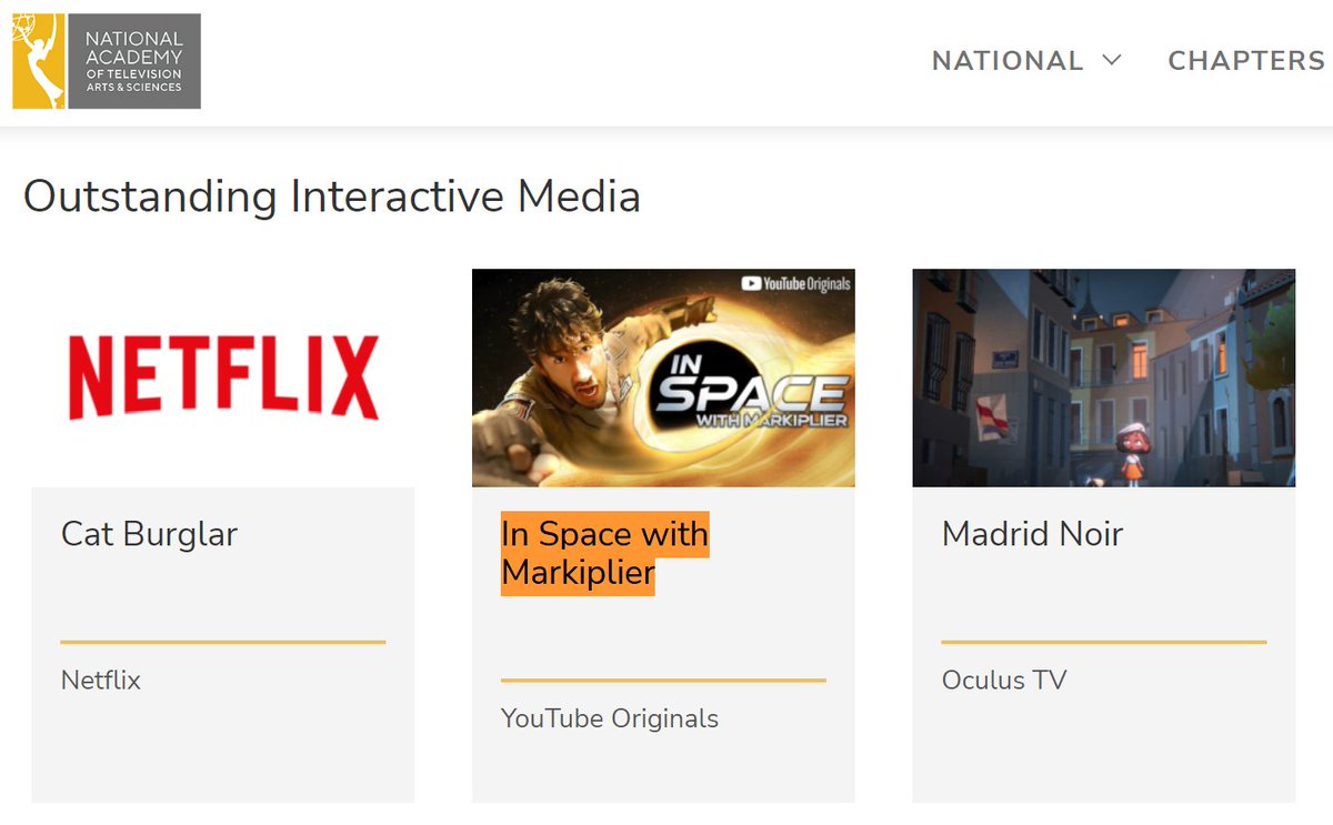 Guys... I think In Space with Markiplier got nominated for an Emmy...
