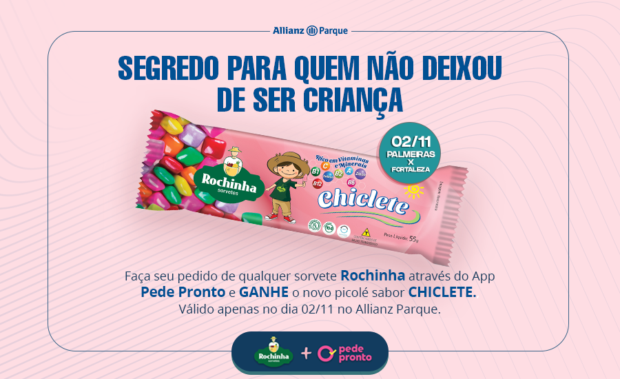 nubankparque's tweet photo. Faça seu pedido de qualquer sorvete Rochinha através do App Pede Pronto e GANHE o novo picolé sabor CHICLETE! 🍨🍦
Aproveita que é só hoje, hein!
Garanta já o seu ➡️ https://t.co/HzoWr9AxWM
#AllianzParque #SorvetesRochinha #PedePronto https://t.co/LGteLdPweE