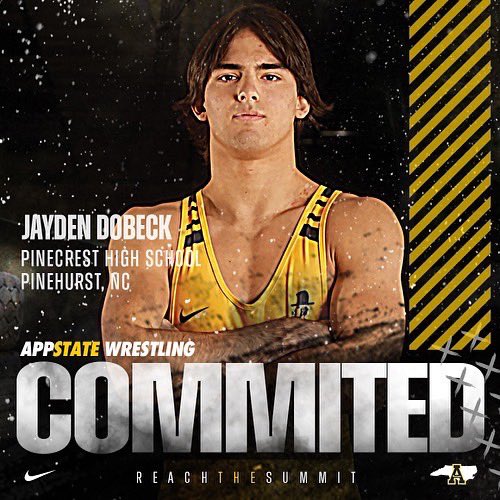 I am excited to announce that I will be continuing both my academic and wrestling career at Appalachian State University. I want to thank all my coaches, my teammates, and my family who have helped me along the way.