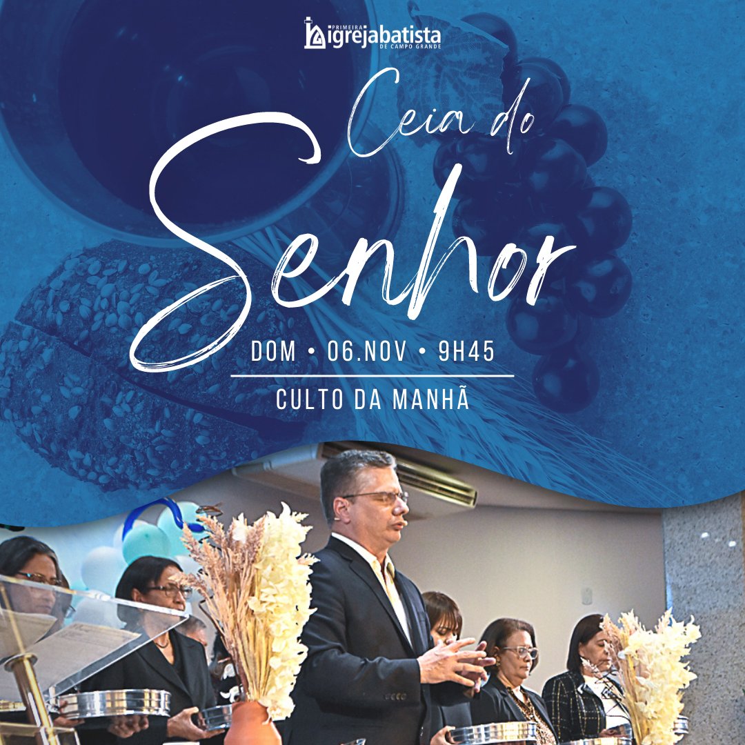 PIBCGRio's tweet photo. No próximo domingo, durante o culto da manhã às 9h45, teremos a celebração da Ceia do Senhor.

Não deixe de participar da Ceia do Senhor e anunciar a morte do Senhor até que Ele Venha.

1 Coríntios 11. 26-29

#PIBCGRio #CeiadoSenhor #Igreja #Comunhão #Memorial https://t.co/qM2fynejHr