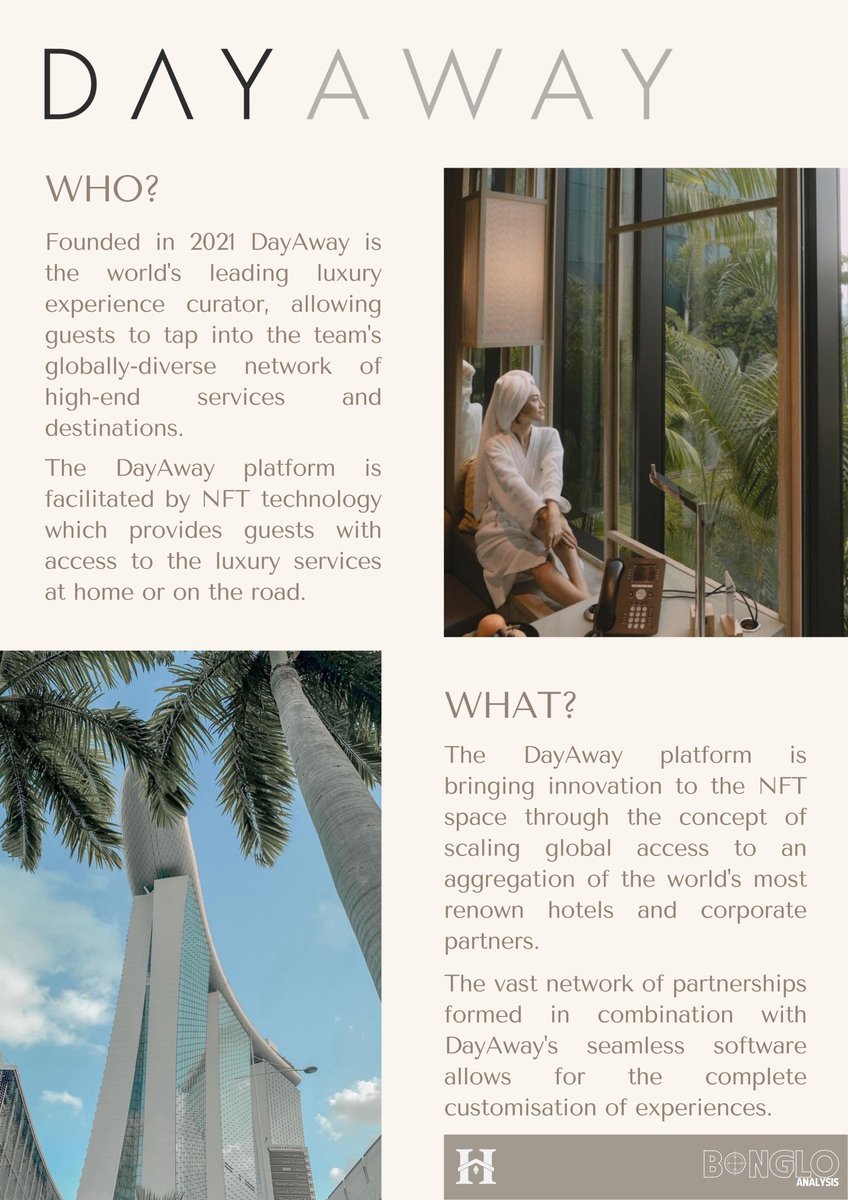 bonglovi's tweet photo. 🥂DAYAWAY Alpha Leak🥂

Curated Luxurious experiences in partnerships with global partners // A new take on NFTs and high-end living.

The Founders Key will be the most exclusive NFT from the @dayawayofficial team // Tap in https://t.co/UEF2LS5mLk