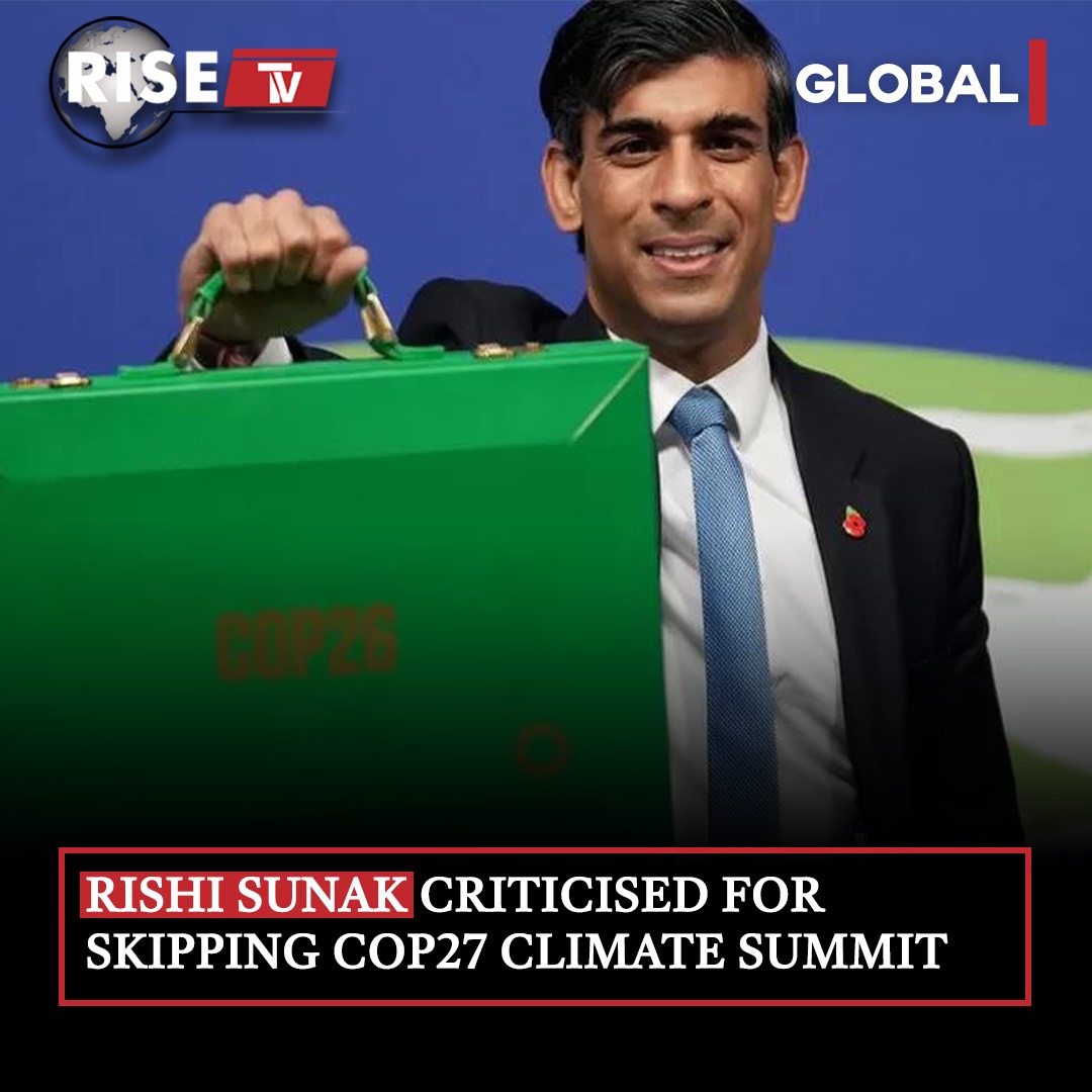 'Prime Minister Rishi Sunak has been accused of 'leadership failure' for failing to attend the COP27 climate meeting next month.
#RiseTVGlobal #RiseTVClimate #Climate #ClimateNews  #PrimeMinister #RishiSunak #LeadershipFailure #COP27Climate #EnvironmentalOrganizations