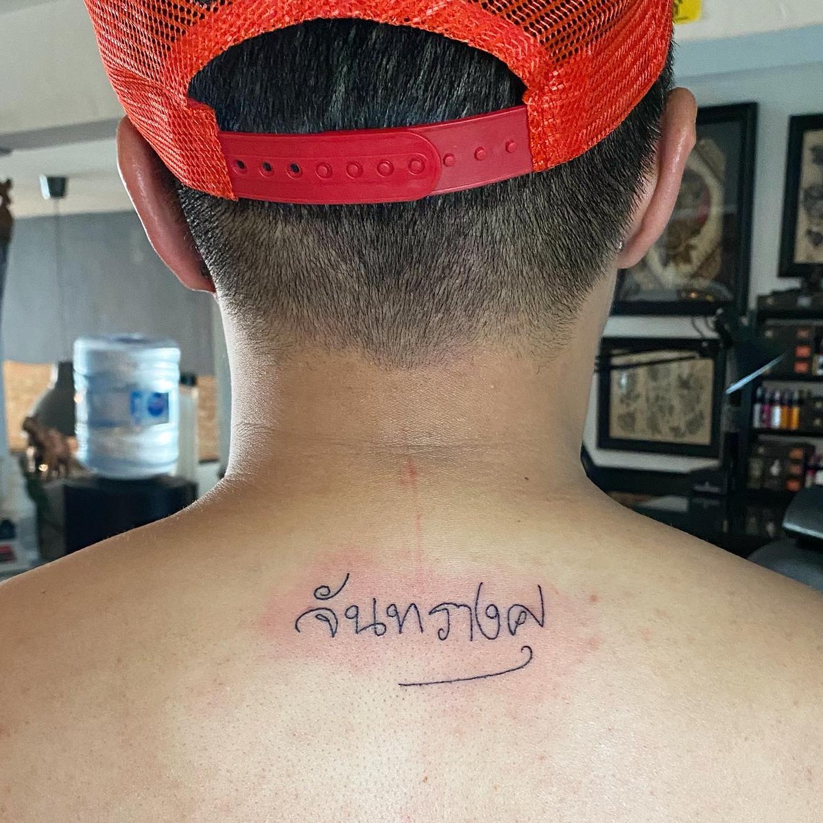 TimothyDeLaG's tweet photo. FIRST TAT ALERT! (Ignore my dirty neck) 😂 for the longest time my dad was against tattoos, which is part of the reason why I never got any… BUT with the embracing of CHANTARANGSU, I said I wanted to get it tatted in Thai. He said, “do it in my handwriting.” I said… “FASHO!!!” https://t.co/TIwawwVDCq