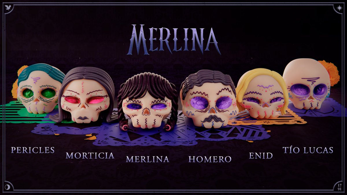 minorusbtch's tweet photo. NOT NETFLIX MAKING SKULLS FOR EL DIA DE LOS MUERTOS BASED OF EVERY ADDAMS AND ENID IM SCREAMING https://t.co/JBzVjUvivv