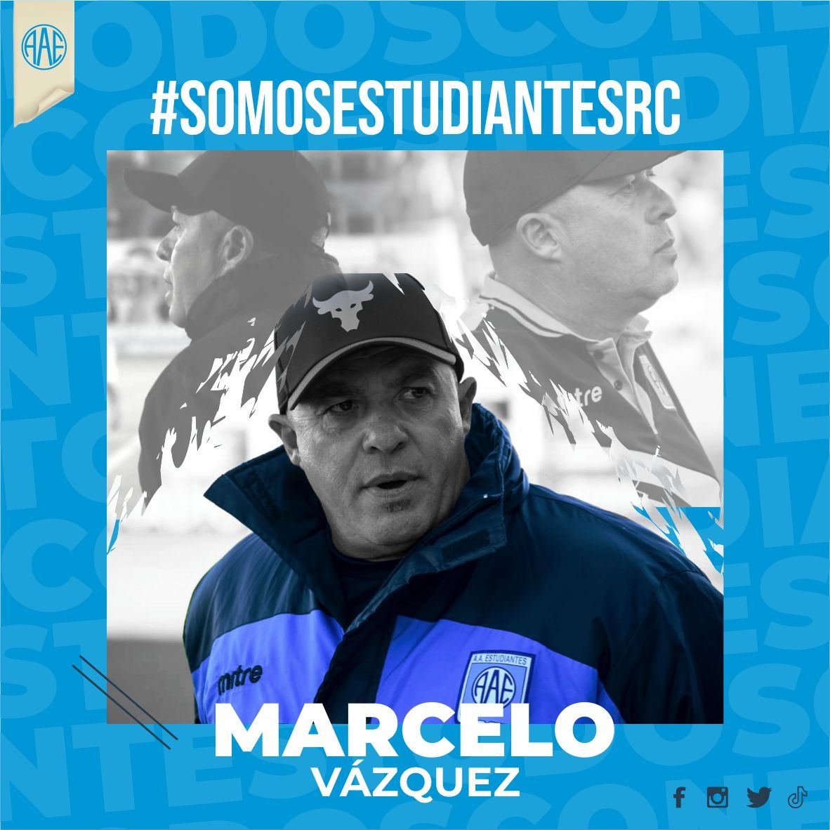 ⚽️ #EstudiantesRC 

El club confirmó que Marcelo Vazquez seguirá una temporada más como DT del equipo.

🛡 #PrimeraNacional 

👤 <a href="/DanielCacioli/">Daniel Cacioli</a>