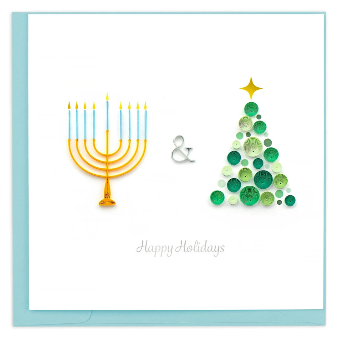 allthingspaper's tweet image. New on the All Things Paper blog: Extra Special Holiday Card Round Up includes this beauty from @QuillingCard that celebrates both Hanukkah and Christmas. bit.ly/3DsKndg #quilling #papercrafts