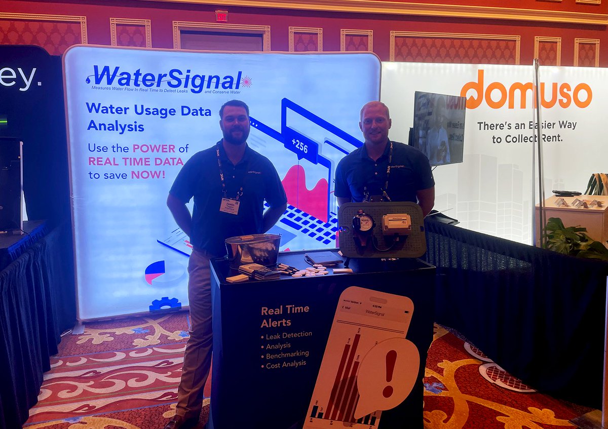 WaterSignal's tweet photo. The @ApartmentWire #OPTECH2022 expo is now open! Stop by booth #206 today and tomorrow to learn how you can improve efficiency and reduce water costs using our smart #watermanagement system. #EveryDropCounts #multifamily https://t.co/bS7oBIJVl9