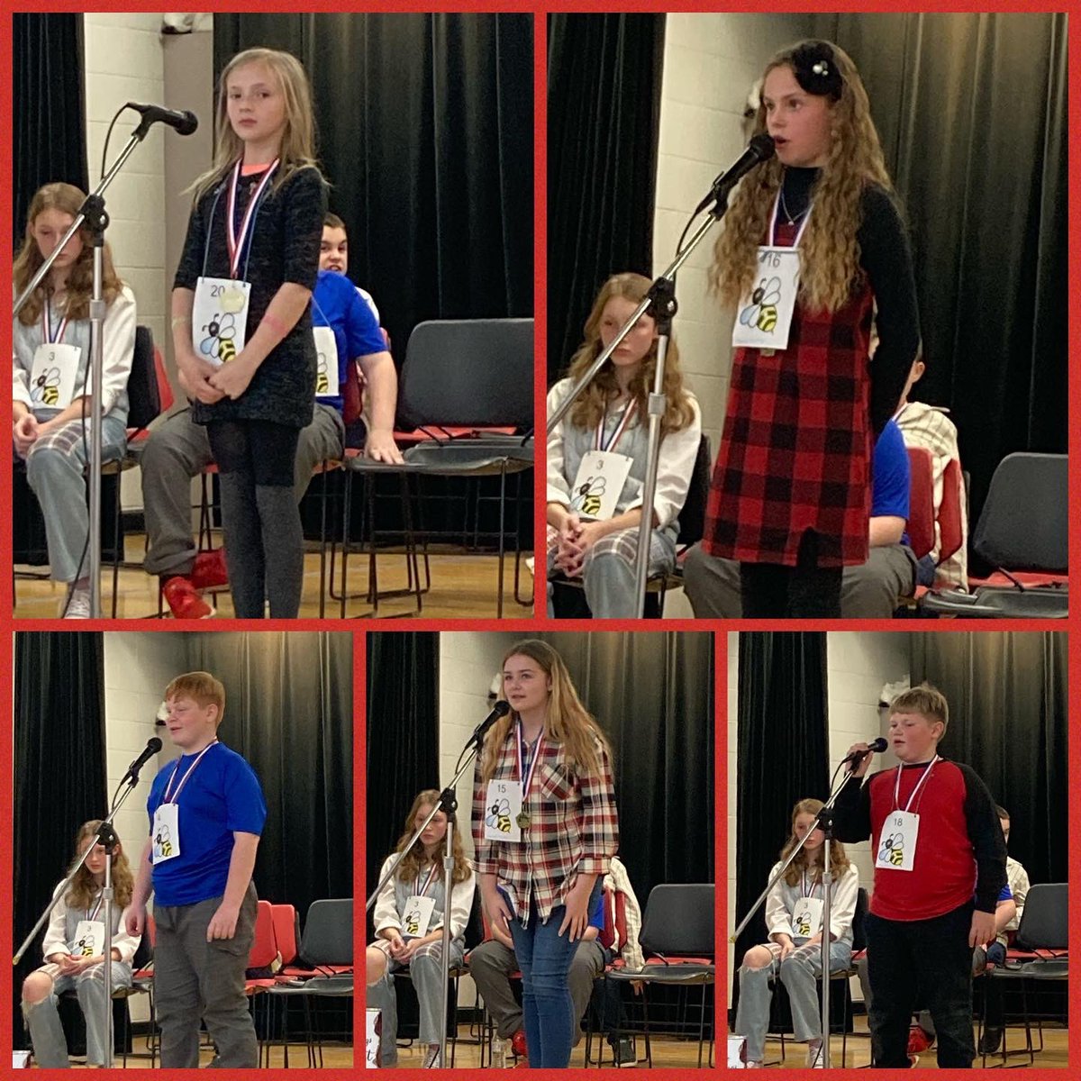 BellaireMiddle's tweet photo. Some photos of our spellers, and a couple spellers-in-training! A few students left before Miss Berdine was able to snap a picture.  If you have a picture of your child who was in the spelling bee, please share it in the comments below! 
❤️🖤🐝🖤❤️ https://t.co/RfdbL7NgqF