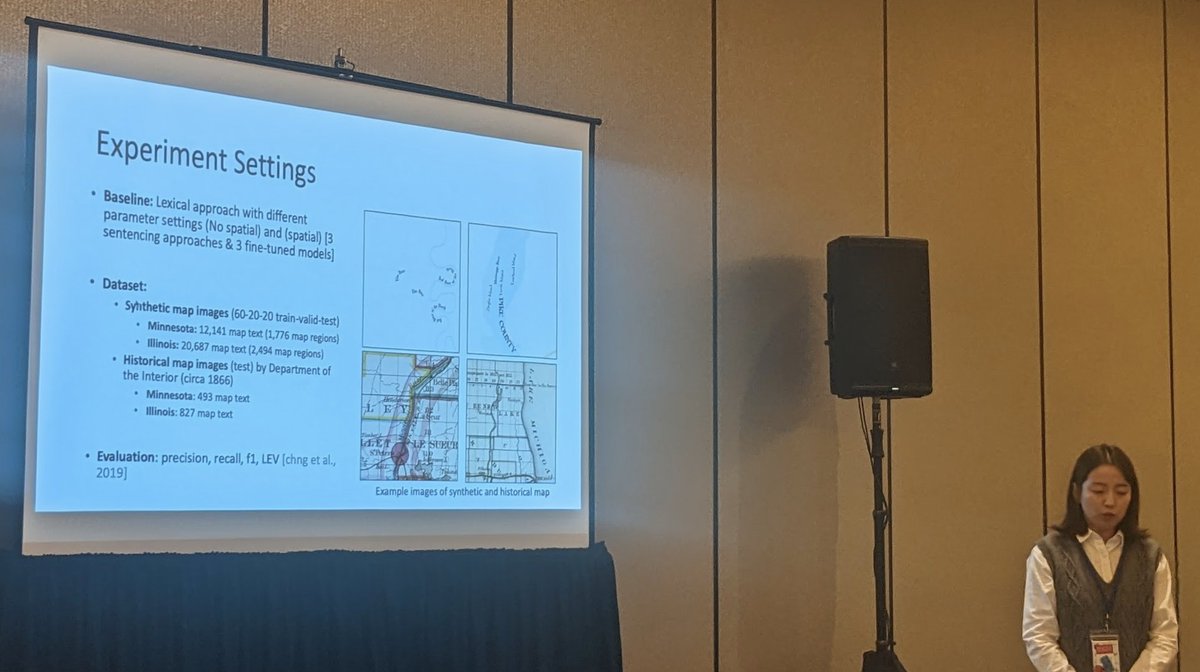 More amazing talks at <a href="/SIGSPATIAL_GIS/">ACM SIGSPATIAL</a> - <a href="/UMNComputerSci/">UMN Computer Science & Engineering</a> student <a href="/min__namgung/">min</a> talking about NLP, BERT, BART &amp; all things AI/OCR for reading labels from historical maps with innovative approaches. #GoGoldenGISGophers

p.s. Min is looking for a summer internship! #HireHer