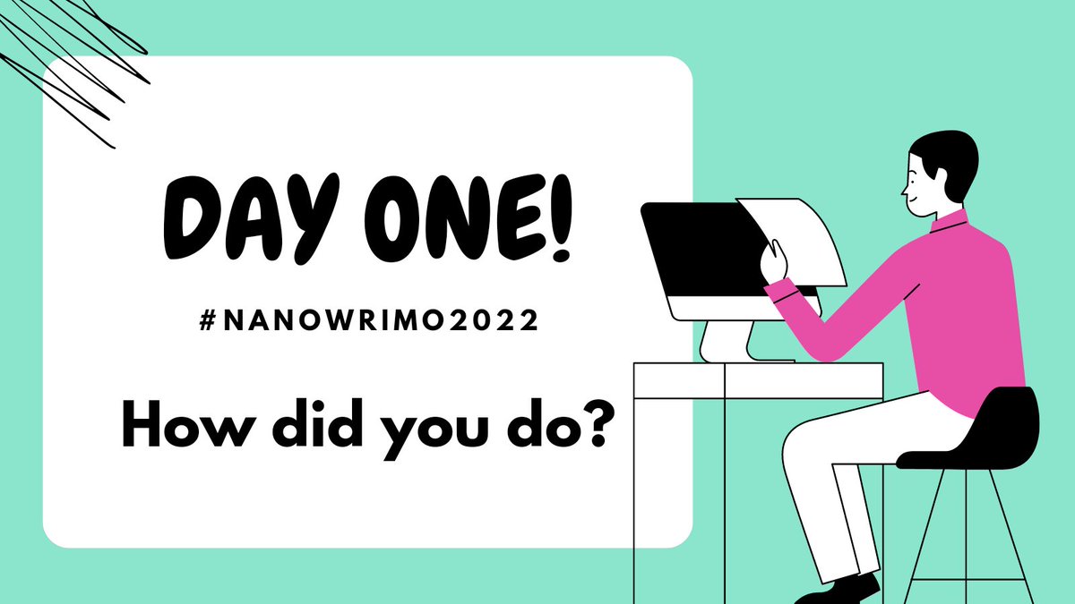 Day one of <a href="/NaNoWriMo/">NaNoWriMo</a> is here! How's it going? The team is going to check in with y'all on Tuesday! In the mean time, let us know what you're getting up to? Happy writing! #amwriting #nanowrimo2022