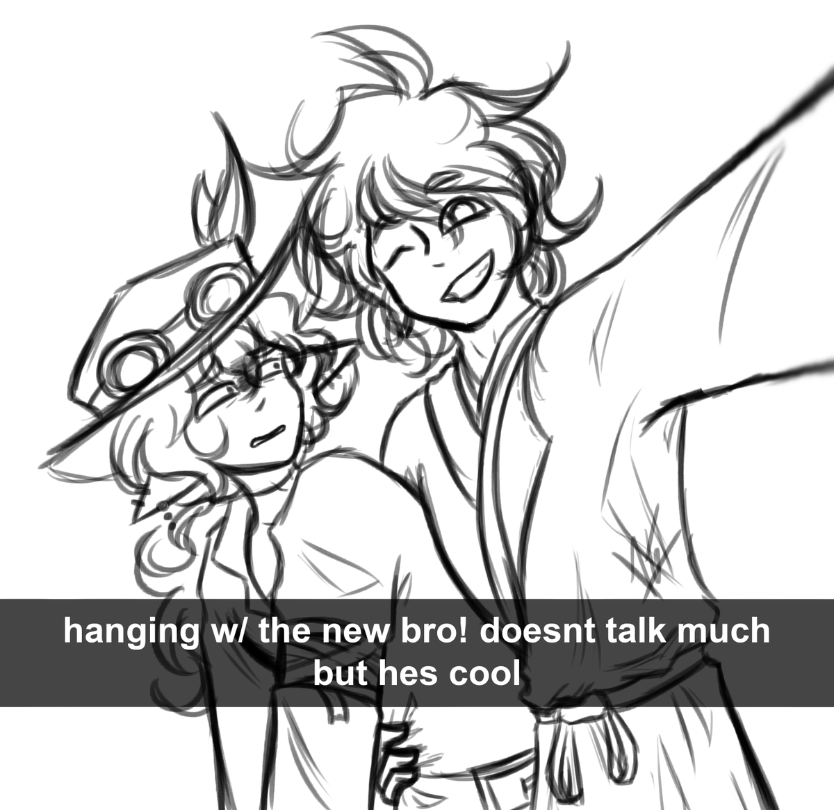 #OriginsOfOlympus

Someone gave Minamoto a phone!
He's tried befriending the son of Hermes but Inmo sees right through his act and wants nothing to do with it

characters belong to @InmoNum and <a href="/Zaromaru/">Bjørn</a>