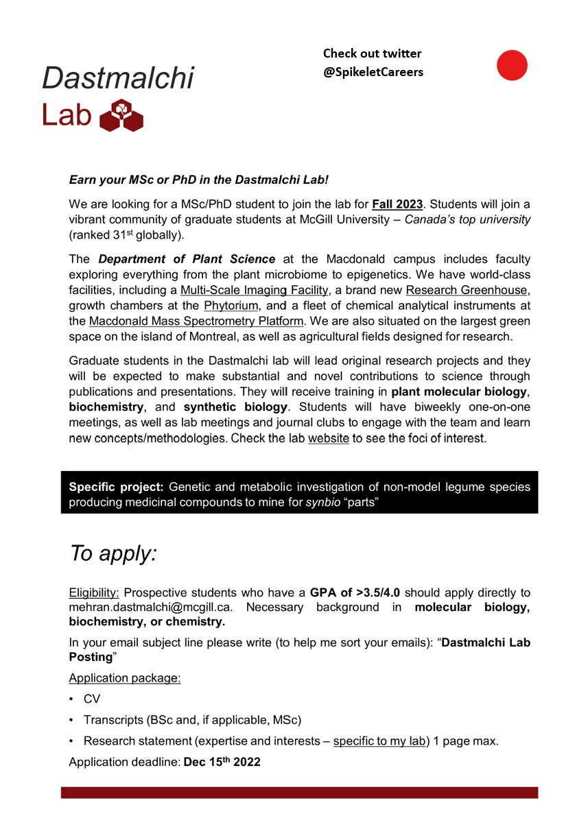 spikelet careers on Twitter "MSc/PhD Graduate Assistantship for Fall