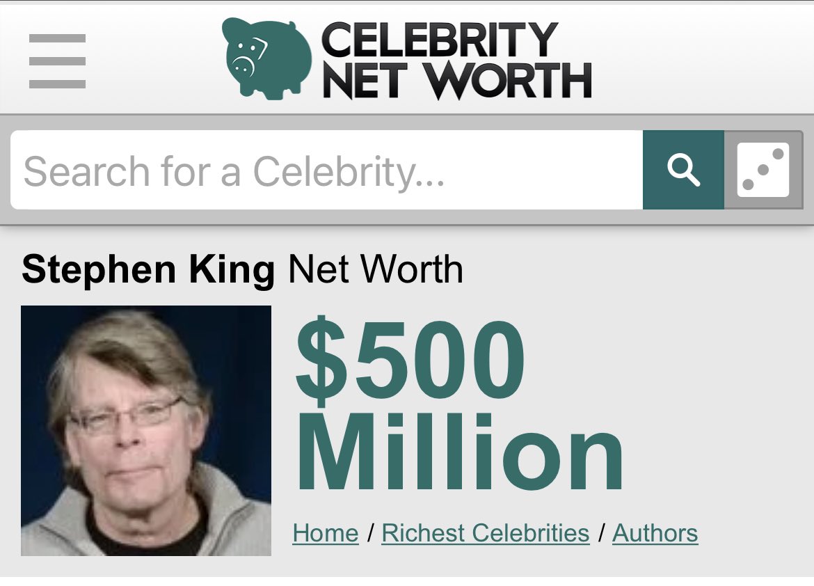 rob6185's tweet image. Imagine having a net worth of over $500M and bitching and whining to @elonmusk about $20/month like @StephenKing talk about #ClassPrivilege to the extreme.