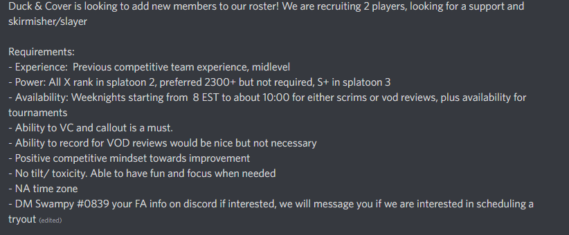 We are still looking for new players
