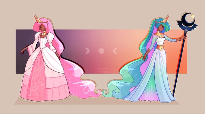 "Day 12: Through the Ages"Young Celestia to the left caused a lot of confusion; people thought she was Cadance, lol. Whoops. Celestias new outfit is much better than her old design from day 5, imo; otherwise, this drawing is pretty meh. I want to eat the background.  5/10 
