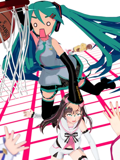 When making the Miku Balling set of images, I was listening to Kuoke's "VOCALOID SLAM JAM". A free Vocaloid remix album that remixes popular vocaloid songs with Quad City DJ's "Space Jam." If youre unaware, its quite a meme in the western sphere to mix that song with other songs 