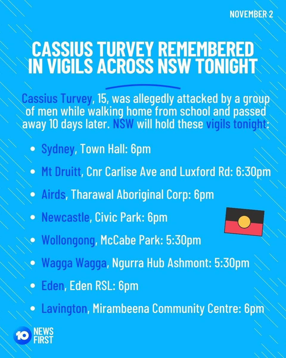 Cassius Turvey will be remembered at multiple vigils across NSW tonight, with more than 40 expected to take place around the country | #justiceforcassius