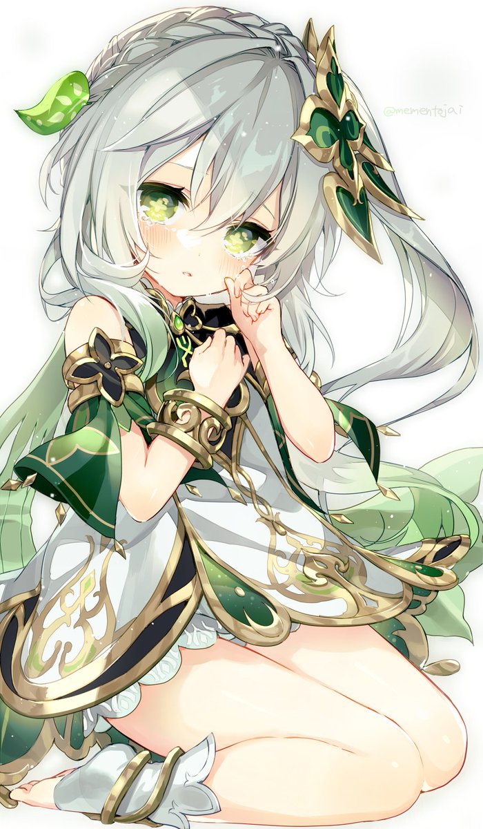 nahida (genshin impact) 1girl solo green eyes dress long hair hair ornament sitting  illustration images