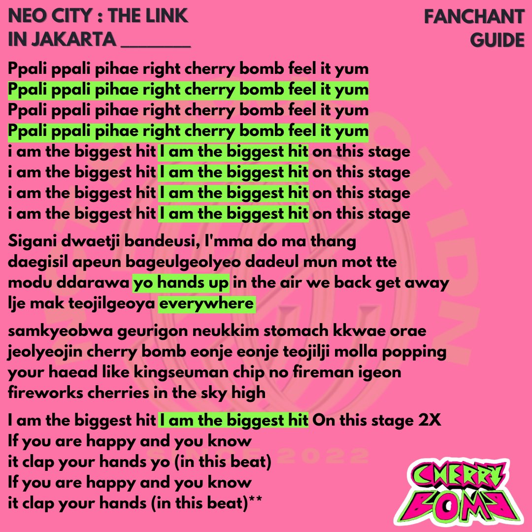 nctprojectidn's tweet photo. [FANCHANT GUIDE NCT 127 THE LINK in JAKARTA by @nctprojectidn]

Sijeuni🌱 Sudah hafal fanchant CHERRY BOMB buat The Link in JKT belum? yuk hafalin Fanchant Guide yang kami buat ini😌

Kita fanchant bareng yang kenceng ya pas The Link in Jakarta nanti🔥

#nctprojectidn #NCT127 https://t.co/HuR8fn8kGS