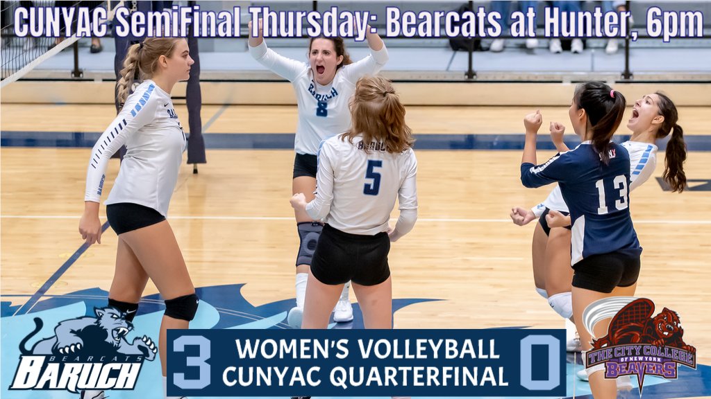 🏐Women's volleyball defeats CCNY and advances to the @CUNYAC semifinal round on Thursday to play against Hunter at 6pm. #BaruchVolleyball @BaruchBearcatAD @BaruchCollege @BaruchSAAC @BaruchCampus