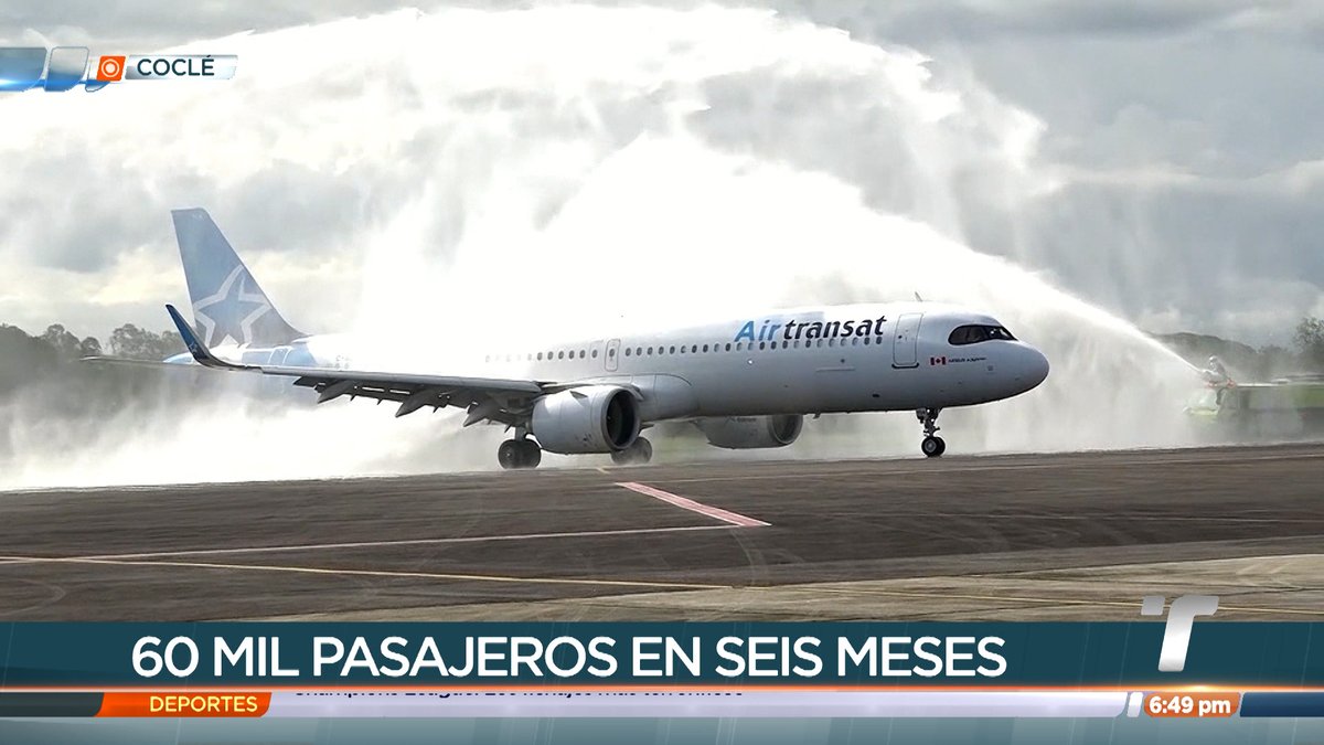 TReporta's tweet photo. VÍDEO| Aerolínea canadiense da inicio a los vuelos regulares desde aeropuerto de Río Hato https://t.co/TrkJncT1dA #Panamá https://t.co/o9c8WBKZJF