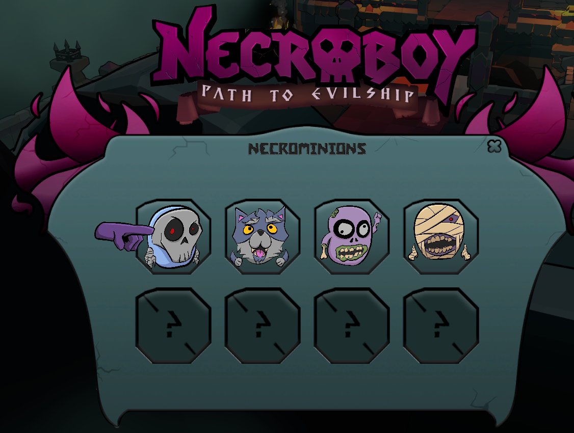 Collect all the minons to be a true lord of evil!
ONLY 6 days left on the 20% OFF
 "NecroBoy Path To Evilship" Release sale! 
#indiegame #steam #steamsale #sale #indiedev #puzzle #adventure #minion #spooky #silly