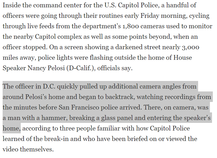 JamesSurowiecki's tweet photo. So DePape was captured on Capitol Police's security cameras at Pelosi's residence doing exactly what he said he did: breaking a glass panel in a back door in order to enter the home. Can't wait to see how Dinesh D'Souza and Catturd try to spin this.
https://t.co/TjU0EMZ3QF https://t.co/sBbEMTg4Sz