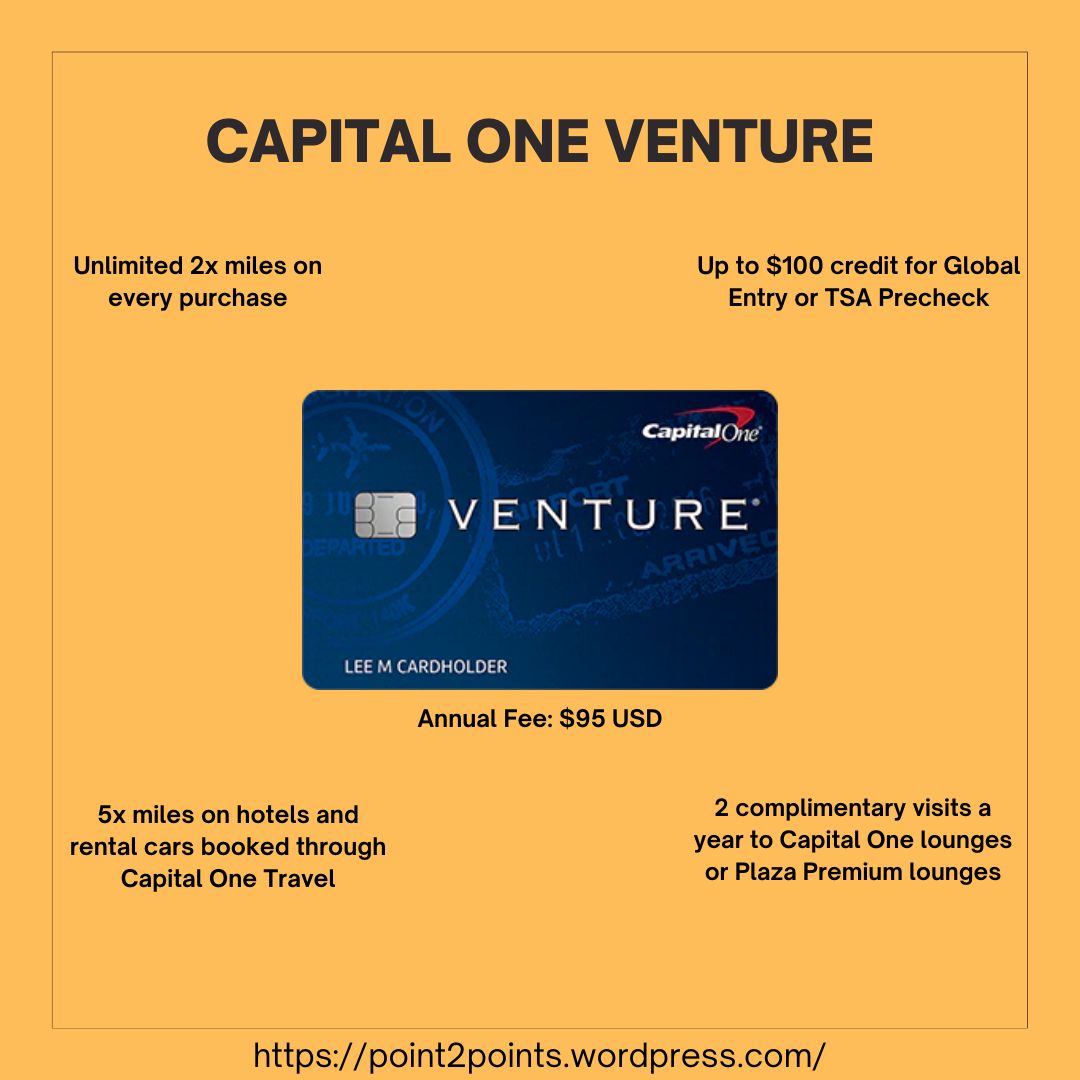 Point2Points_'s tweet image. The Capital One Venture is a great card for everyday use when certain purchases don’t fit into any bonus categories. This is great for those who don’t travel significantly but still want some benefits. The benefits pretty much offset the cost of this card and more!