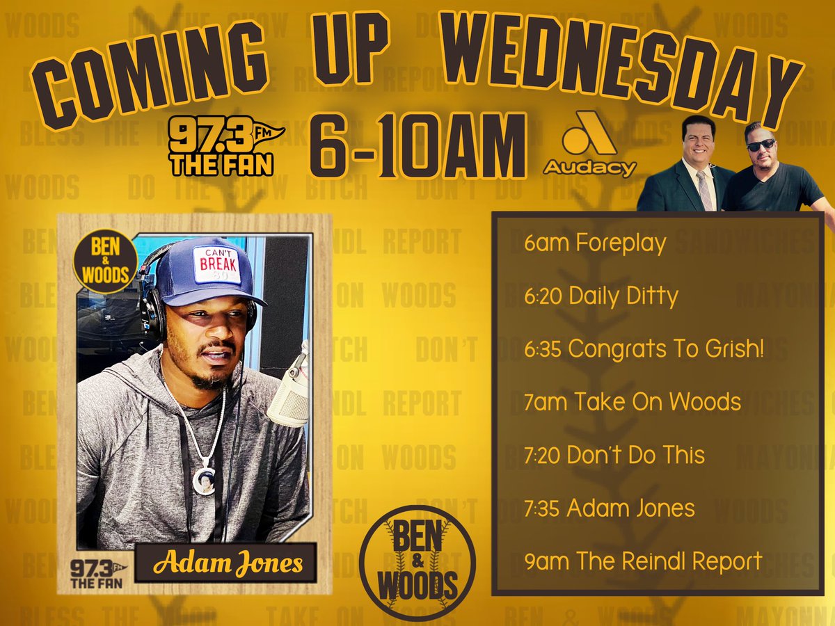 Coming up on Wednesday! The GOAT @SimplyAJ10 makes his weekly appearance at 7:35 to talk World Series, Padres off-season, and more! Foreplay starts at 6am on @973TheFanSD!