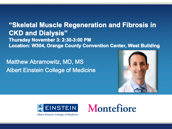 Don’t forget to #GetUpandGo to this #KidneyWk session on Skeletal Muscle Regeneration and Fibrosis in CKD by our amazing Dr. Abramowitz happening this afternoon! #PhysicalFunction #Monteproud