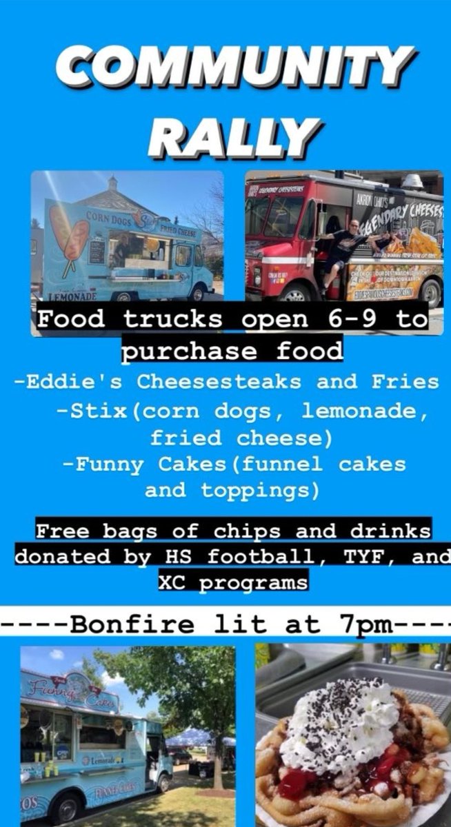 TallmadgeLL's tweet photo. I mean Let's Gooooooooooo!!!!!!  Please support the food trucks coming last minute for us to celebrate these student athletes together.   Go Tallmadge!! Thursday night!!
@TYFBlueDevils
@Tallmadge_AD
@tcs_swood
@marktreen
@THSMr_Horner
#whateverittakes. https://t.co/h1uVD107xC