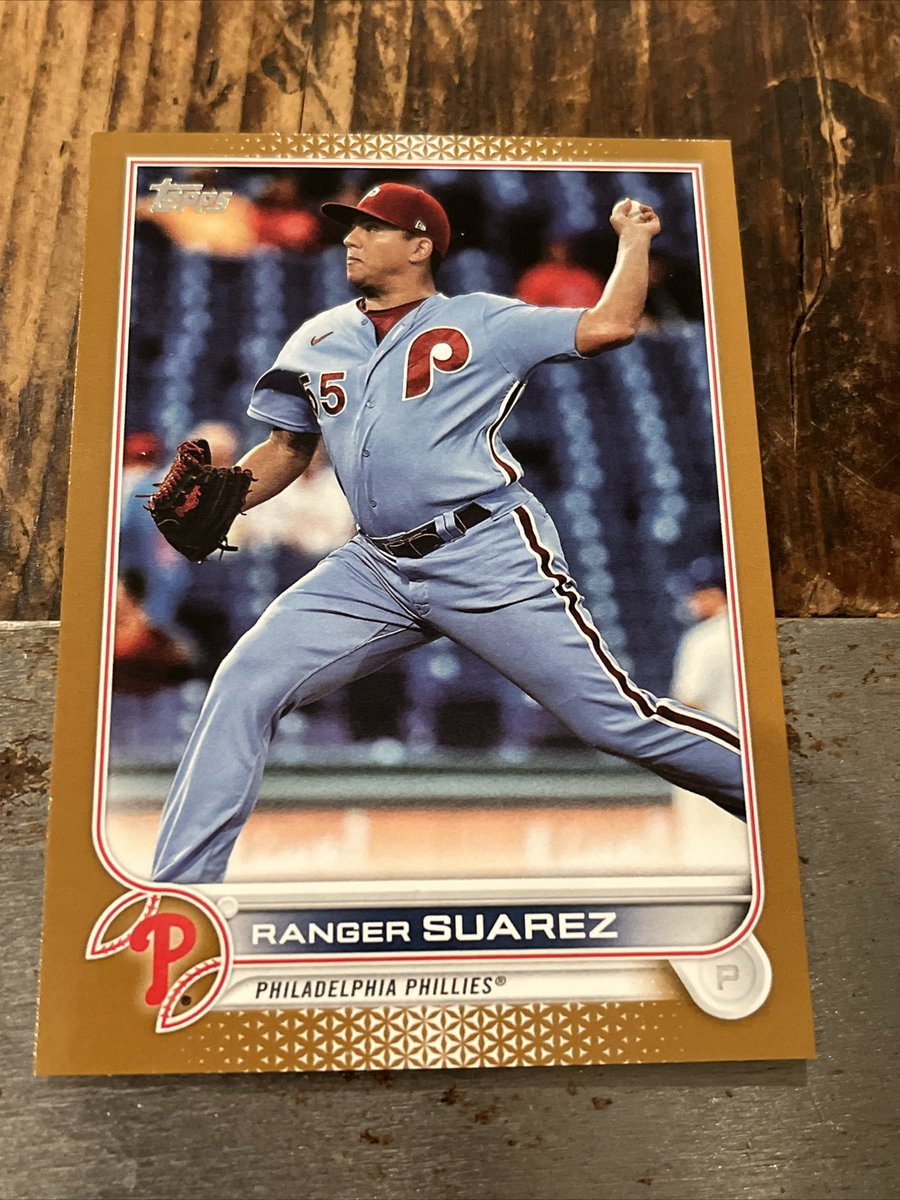 EricStangel's tweet image. Just opened a 2022 Topps Series 2 pack and pulled a Ranger Suarez Gold /2022. Figured it should go to a Phillies fan. RT this and after 50 rts, I’ll give it away to a random RTer.